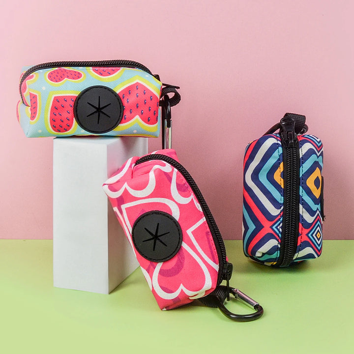 Dog Poop Bag Holder – Portable Waste Bag Dispenser Pouch - Ditzy Petunia