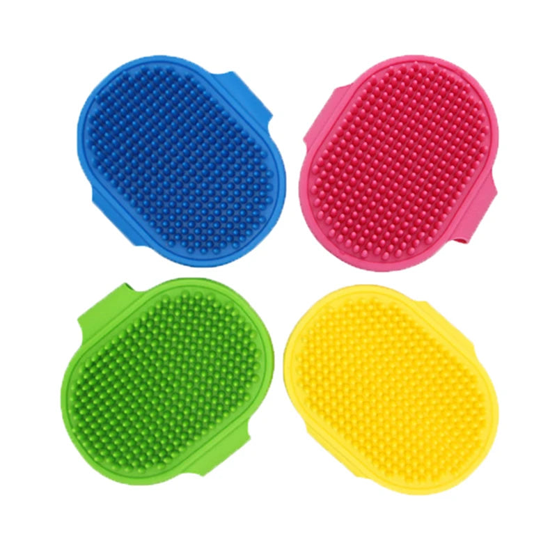 Dog Grooming Brush Pet Shampoo Comb Soft Rubber Glove Hair Grooming Massage Comb with Adjustable Strap for Short Long Hair Dogs Ditzy Petunia