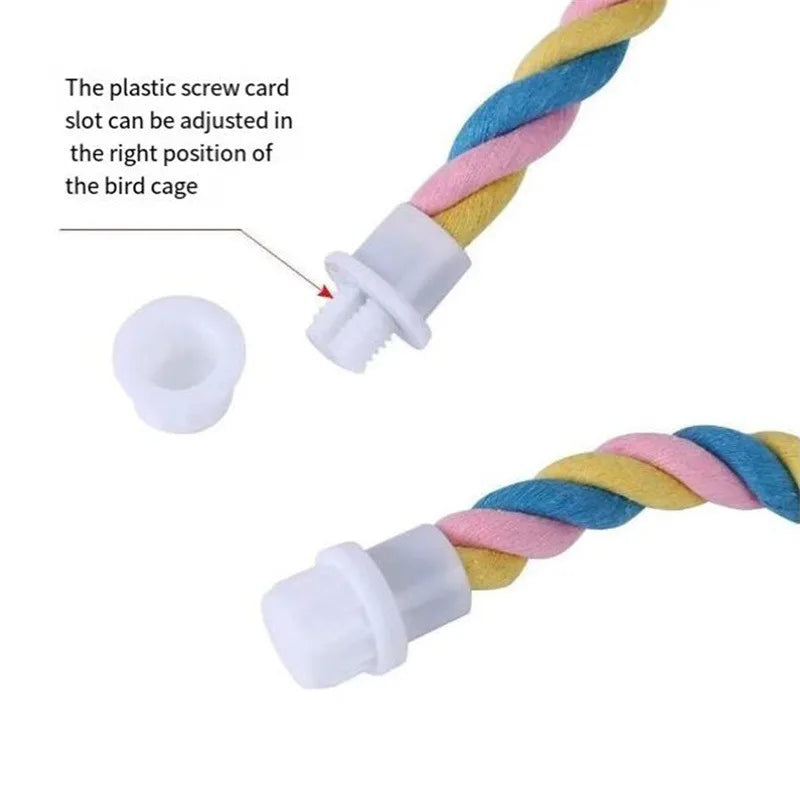 Corduroy Bird Rope Perch - Flexible and Durable Bird Cage Accessory | Cotton Rope &amp; Iron Wire - Ditzy Petunia