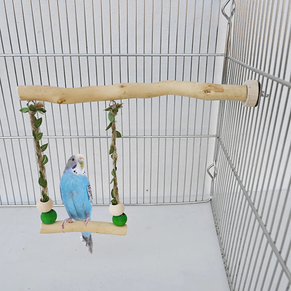 Wooden Bird Toy - Durable Perch for Small & Medium Birds | Natural & Interactive Cage Accessory - Ditzy Petunia