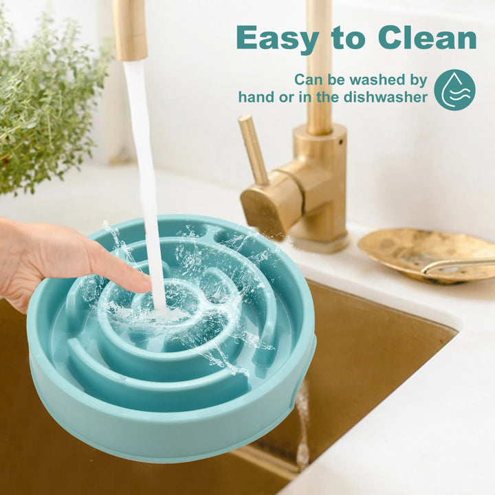 Pet Slow Feeder Bowl - Non-Slip Anti-Gulping Maze Design for Dogs &amp; Cats - Ditzy Petunia