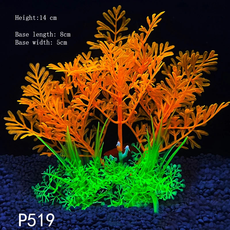 Artificial Aquarium Plant Decoration – Plastic Greenery with Resin Base