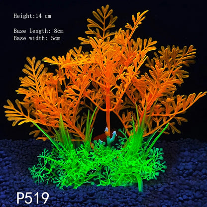 Artificial Aquarium Plant Decoration – Plastic Greenery with Resin Base