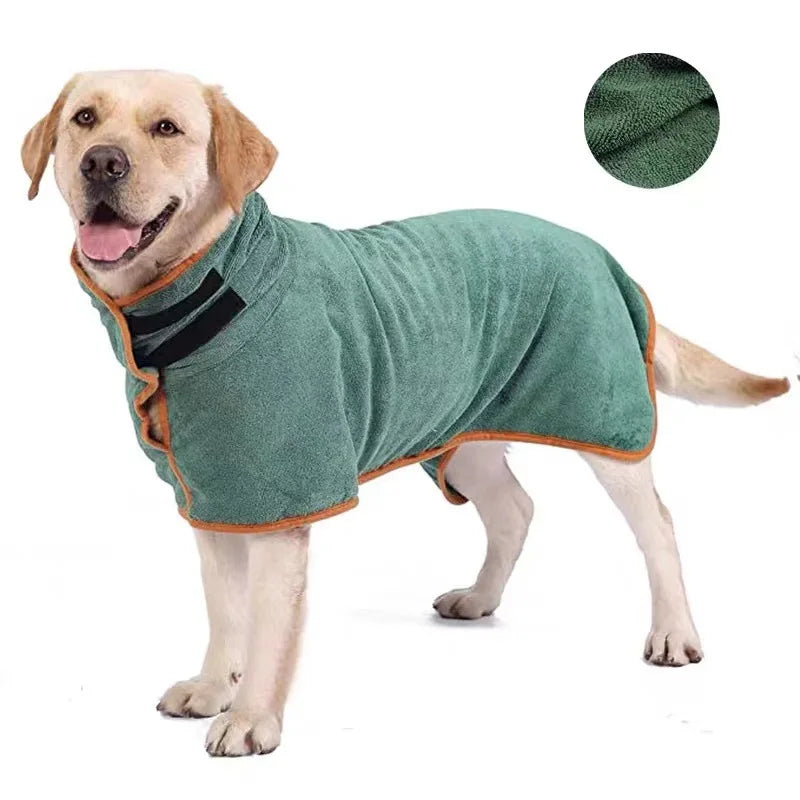 Dog bathrobe, quick-drying pet towel, absorbent dog bath towel, polyester pet drying robe, dog bath essentials, quick-dry dog robe, pet grooming accessories, absorbent dog bathrobe, bathrobe for small and large dogs, dog drying coat.