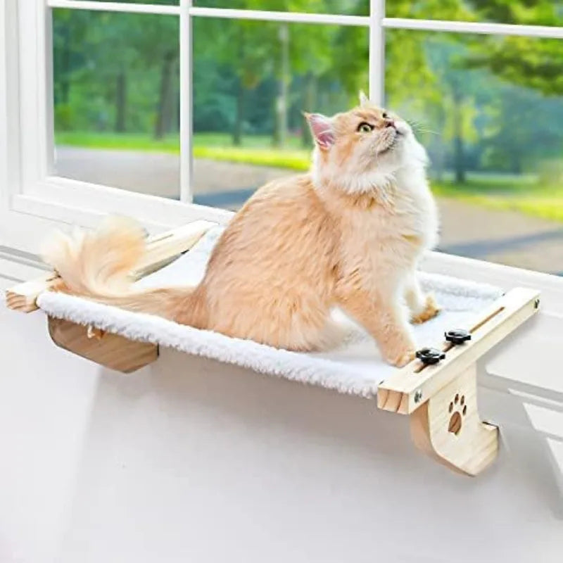 Cordless Cat Window Hammock — Foldable Sunny Window Bed with Removable Plush Cover