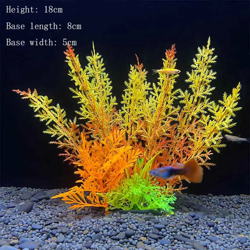 Artificial Aquarium Plant Decoration – Plastic Greenery with Resin Base