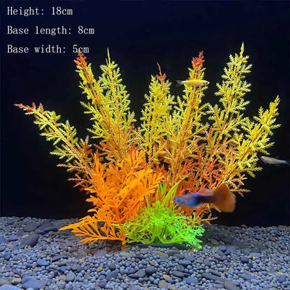 Artificial Aquarium Plant Decoration – Plastic Greenery with Resin Base