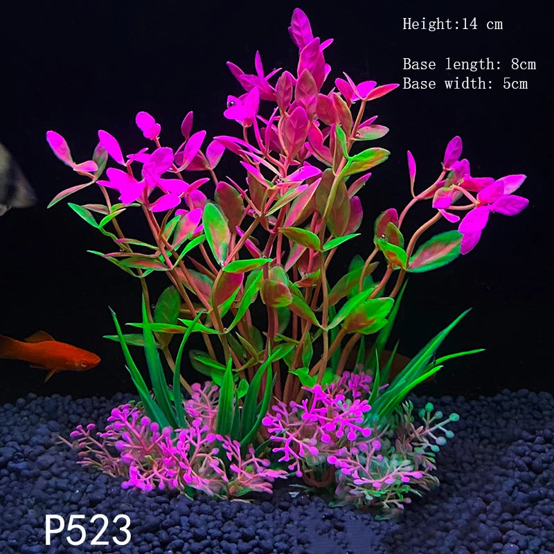 Artificial Aquarium Plant Decoration – Plastic Greenery with Resin Base