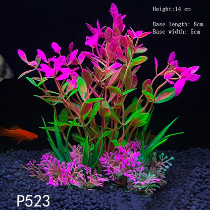 Artificial Aquarium Plant Decoration – Plastic Greenery with Resin Base