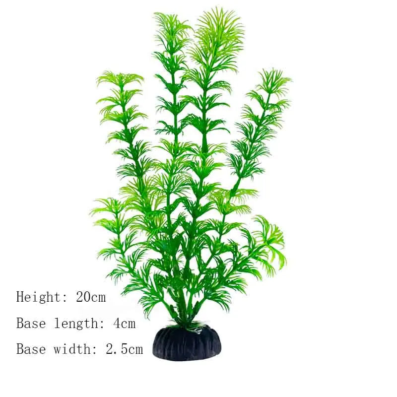 Artificial Aquarium Plant Decoration – Plastic Greenery with Resin Base