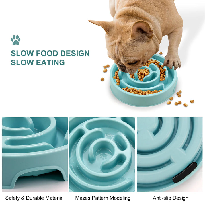Pet Slow Feeder Bowl - Non-Slip Anti-Gulping Maze Design for Dogs &amp; Cats - Ditzy Petunia