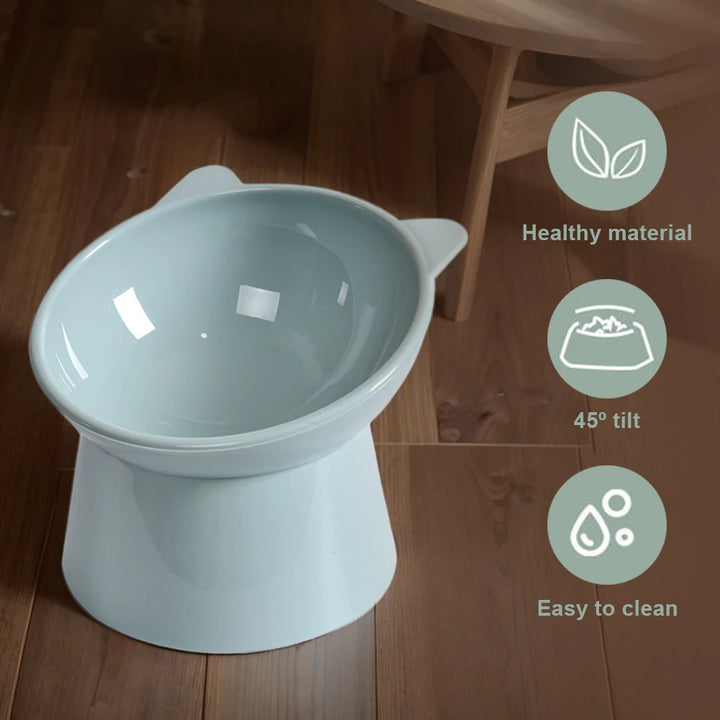 Tilted Cat/Dogs Food Bowl – Ergonomic &amp; Whisker-Friendly Design - Ditzy Petunia