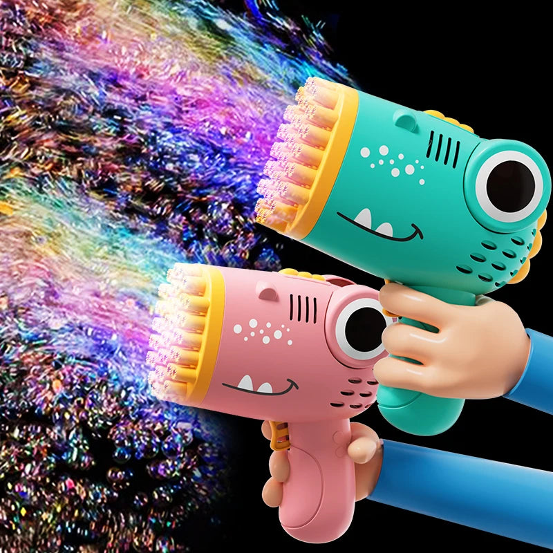 40-Hole Dinosaur Bubble Machine – Handheld Electric Bubble Gun Toy for Outdoor Fun, Parties, and Weddings (No Bubble Water) Ditzy Petunia