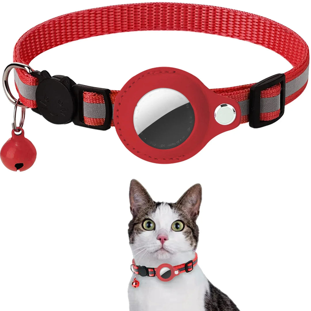 Cat AirTag Holder Collar - Reflective, Adjustable &amp; Waterproof - Ditzy Petunia