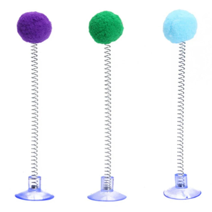 Cat Fur Ball Spring Toy with Suction Cup – Interactive Playtime for Indoor Cats - Ditzy Petunia
