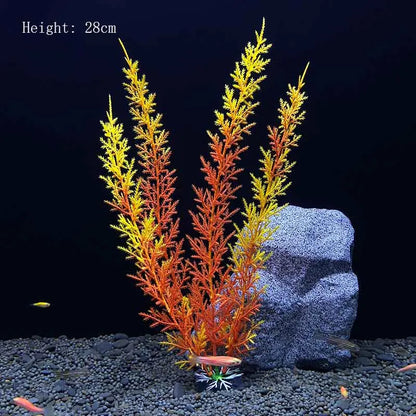 Artificial Aquarium Plant Decoration – Plastic Greenery with Resin Base