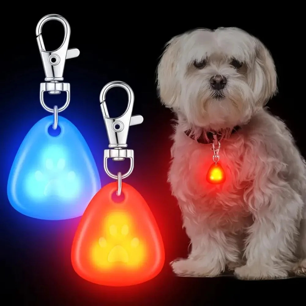 Waterproof LED Dog Collar Light – Silicone Safety Pendant with Replaceable Battery for Night Walks - Ditzy Petunia