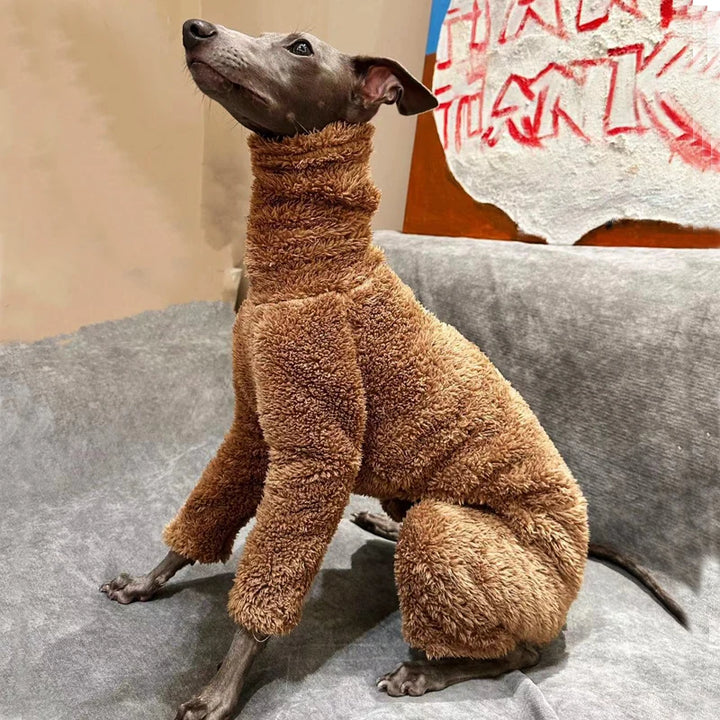 Fleece Dog Onesie - Warm High Neck Winter Coat for Italian Greyhounds, Whippets &amp; Small Dogs - Ditzy Petunia