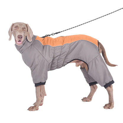 Warm Polyester Dog Jacket – Autumn/Winter Pet Coat for Medium to Large Dogs