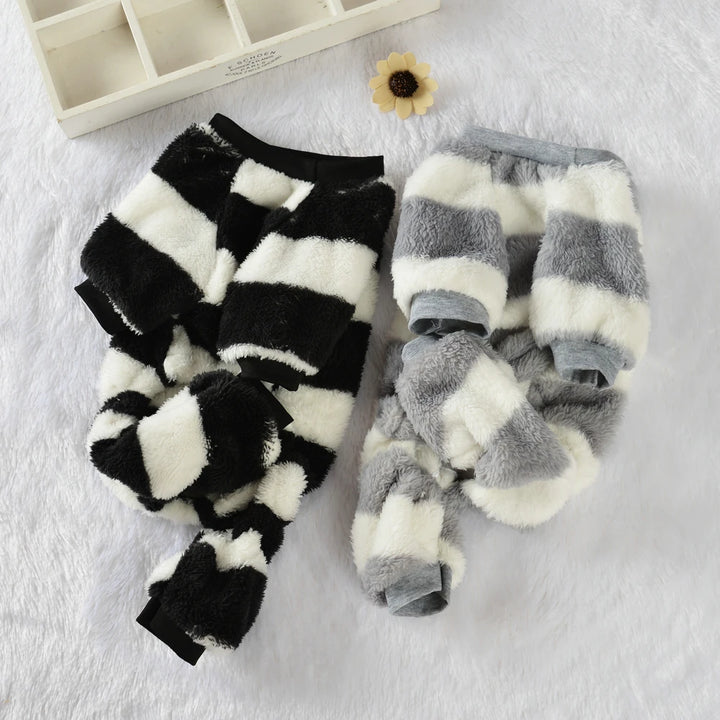 Soft Stripe Fleece Dog Sweatshirt - Warm Hooded Coat for Small Dogs, Cats, &amp; Puppies - Ditzy Petunia