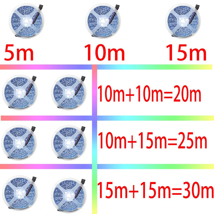 1-30M USB LED Strip Lights with APP Control | 5050 RGB Color Changing Flexible LED Light for Room Decor, TV Backlight, and Diode Lamp Tape Ditzy Petunia