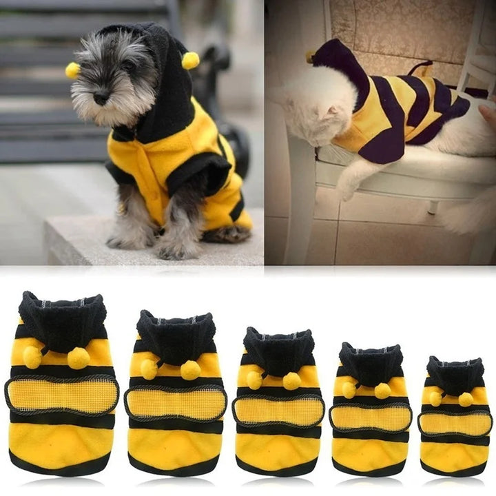 Bee Pet Puppy Fleece Hoodie – Warm Dog &amp; Cat Coat for Winter, Spring &amp; Autumn Ditzy Petunia