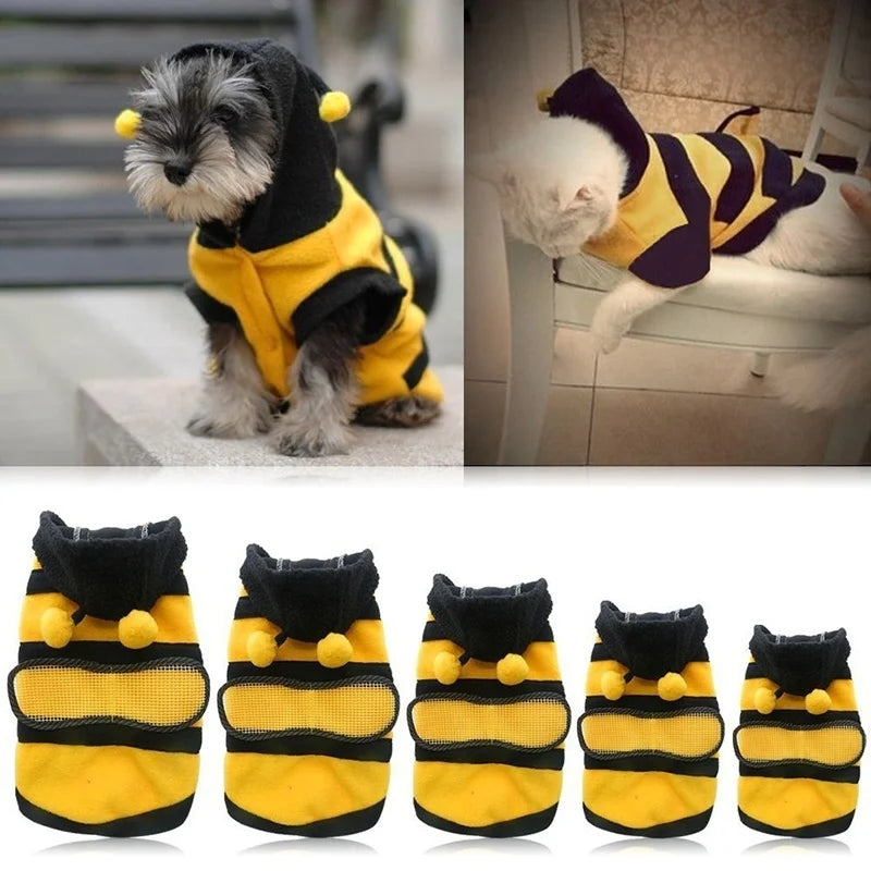 Bee Pet Puppy Fleece Hoodie – Warm Dog &amp; Cat Coat for Winter, Spring &amp; Autumn Ditzy Petunia