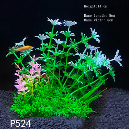 Artificial Aquarium Plant Decoration – Plastic Greenery with Resin Base