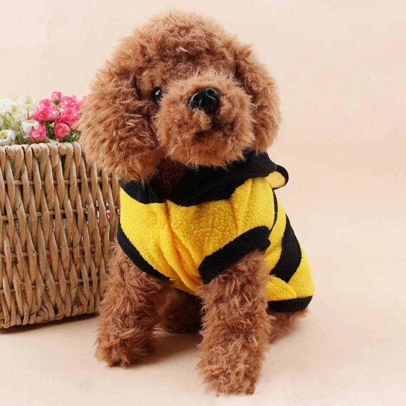 Bee Pet Puppy Fleece Hoodie – Warm Dog &amp; Cat Coat for Winter, Spring &amp; Autumn Ditzy Petunia