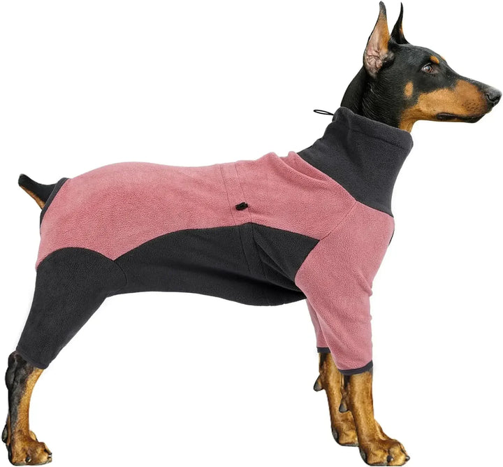 Windproof Dog Pullover Bodysuit - Adjustable Fleece Coat for Medium &amp; Large Dogs - Easy Wear with Elastic Cuffs Ditzy Petunia