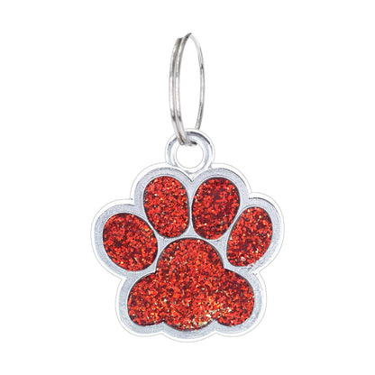 Custom Engraved Paw-Shaped Pet ID Tag – Reflective Glitter Name Tags for Dogs & Cats