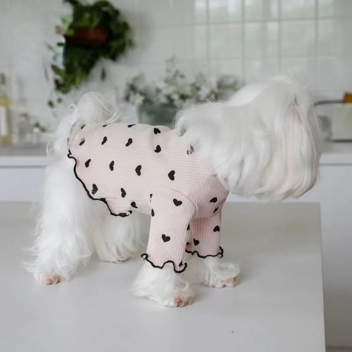 Autumn Winter Pet Undercoat – Cute Heart Print Waffle Vest for Dogs &amp; Cats, Perfect for Christmas &amp; New Year - Ditzy Petunia