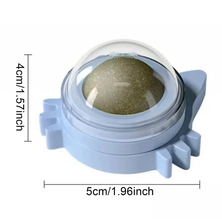 Lickable Catnip Ball Toy – 360° Rotating Chew Toy for Cats | Teeth Cleaning &amp; Wall-Mountable Play Ball - Ditzy Petunia