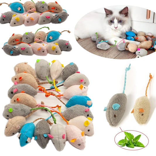 🐭 Plush Catnip Mice Toys – Interactive Feather Mouse Toys for Indoor Cats