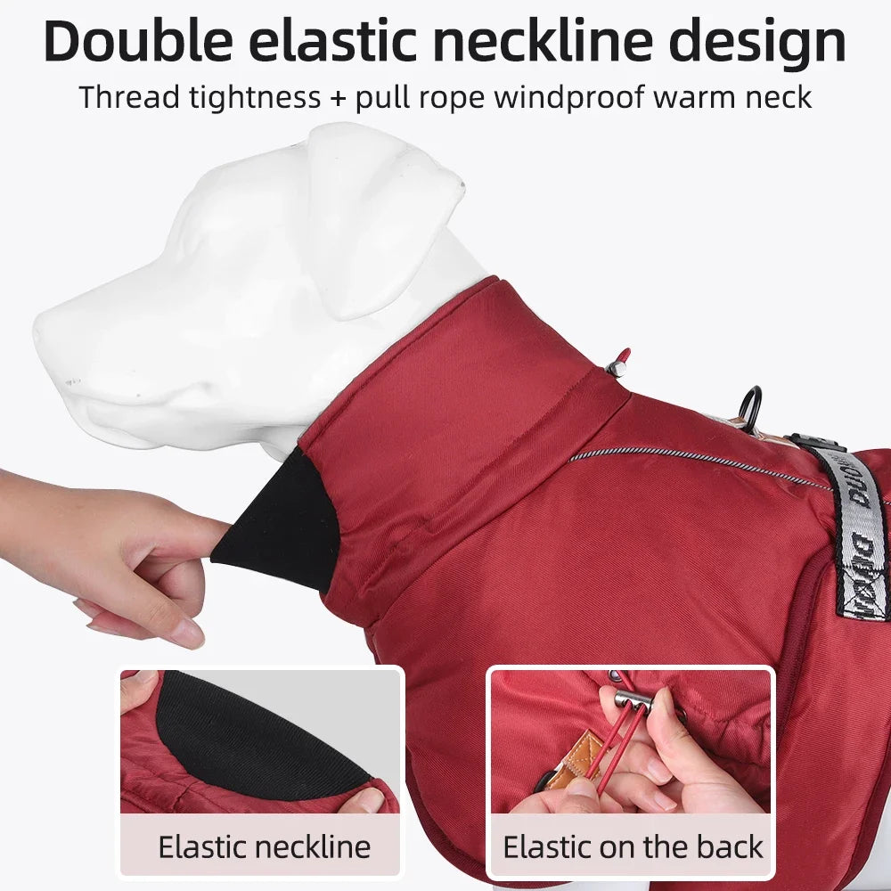 Big Dog Jacket Windproof Winter Warm Dog Clothes for Medium Large Dogs Labrador Coat Golden Retriever Costume Pitbull Outfits - Ditzy Petunia