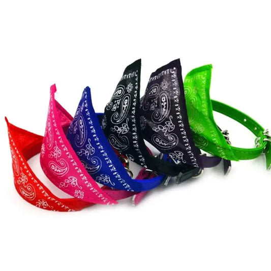 Adjustable Pet Scarf Collar with Triangle Bandana – For Small Dogs & Cats