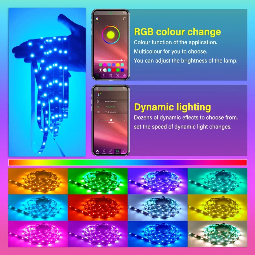 1-30M USB LED Strip Lights with APP Control | 5050 RGB Color Changing Flexible LED Light for Room Decor, TV Backlight, and Diode Lamp Tape Ditzy Petunia