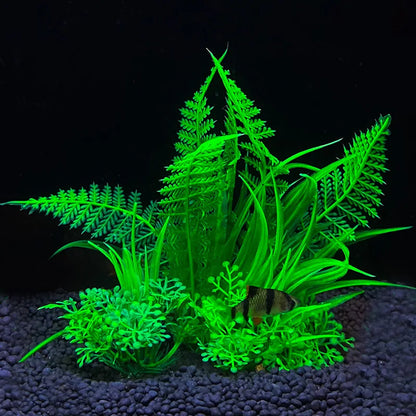Artificial Aquarium Plant Decoration – Plastic Greenery with Resin Base
