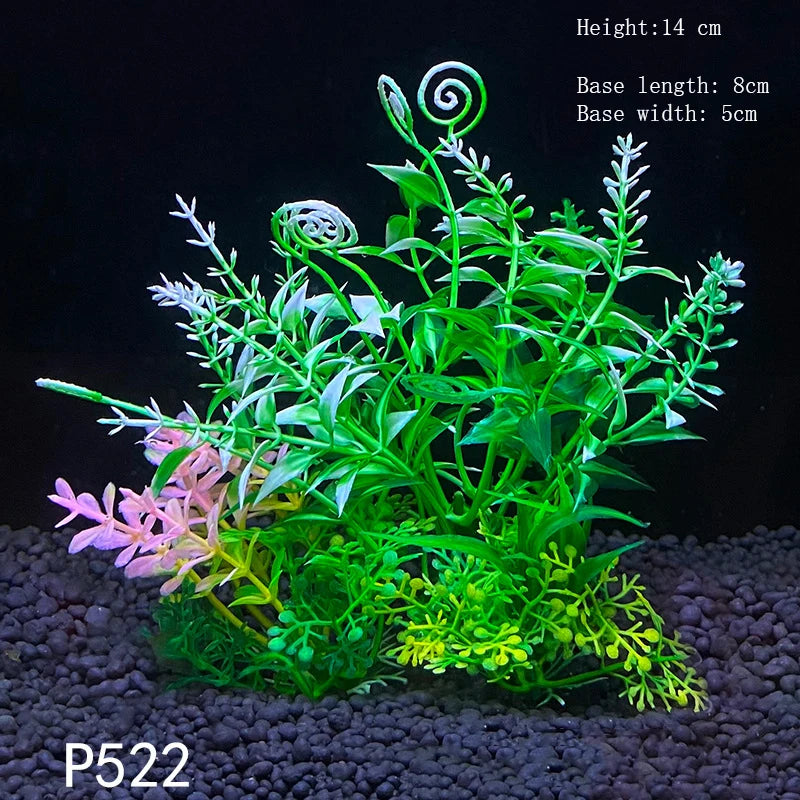 Artificial Aquarium Plant Decoration – Plastic Greenery with Resin Base