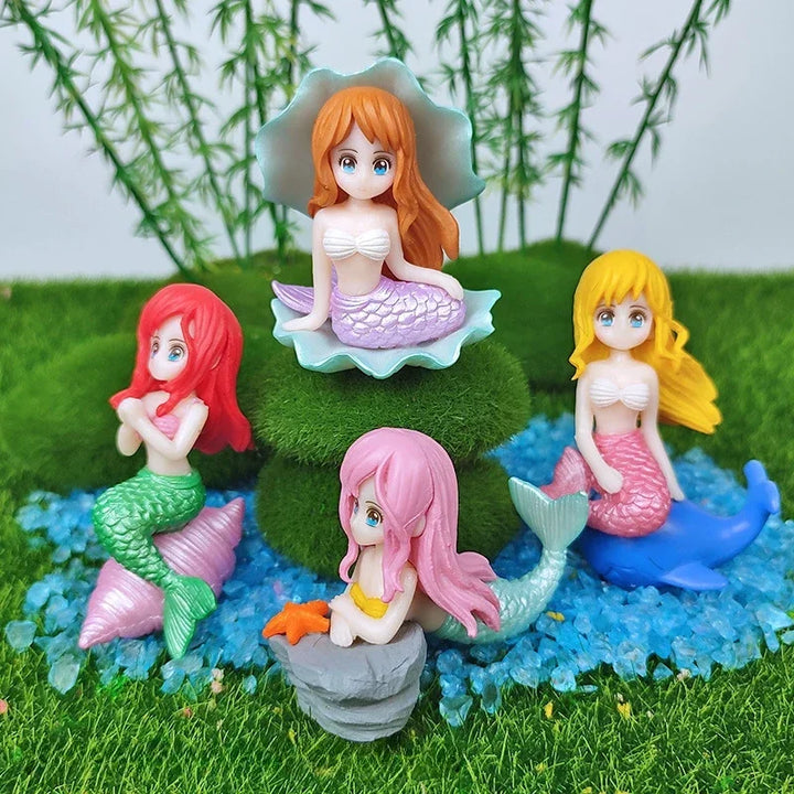 Colorful Mermaid Aquarium Decorations – Cartoon Figurine Ornaments for Fish Tanks &amp; Desks - Ditzy Petunia