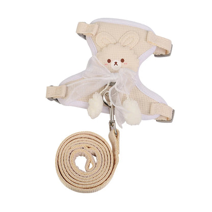 Lace Bow Dog Harness and Leash Set – Small Dog, Kitten, Cat Vest for Walking