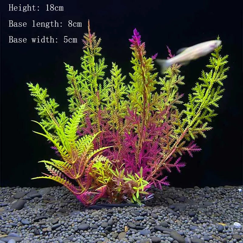 Artificial Aquarium Plant Decoration – Plastic Greenery with Resin Base
