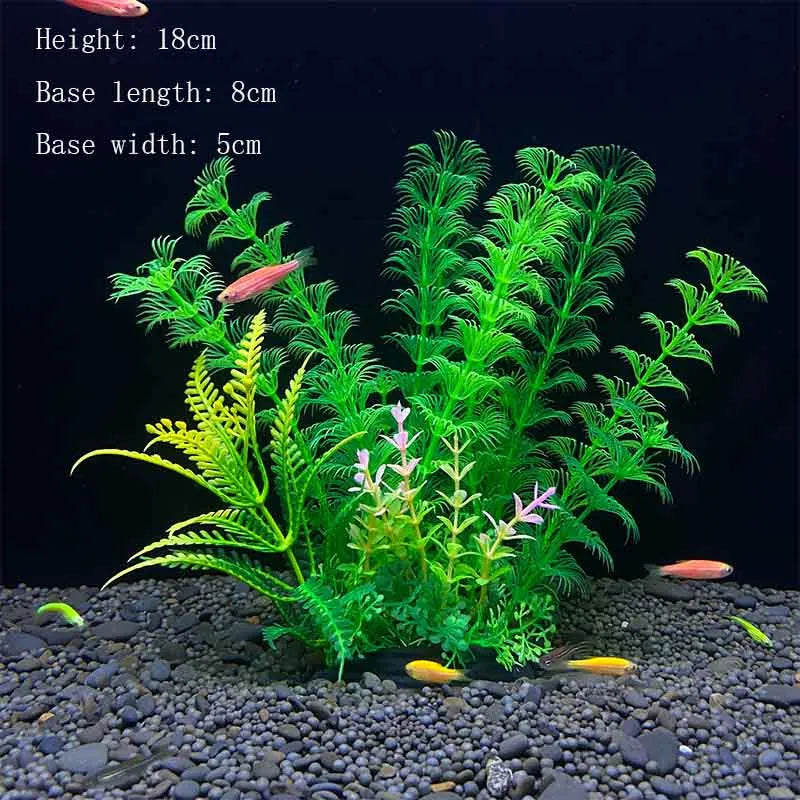 Artificial Aquarium Plant Decoration – Plastic Greenery with Resin Base