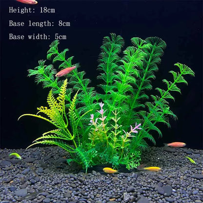 Artificial Aquarium Plant Decoration – Plastic Greenery with Resin Base