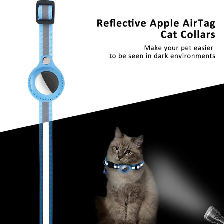 Cat AirTag Holder Collar - Reflective, Adjustable &amp; Waterproof - Ditzy Petunia
