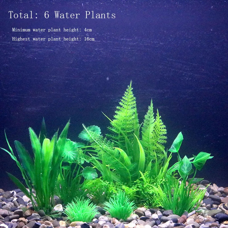Artificial Aquarium Plant Decoration – Plastic Greenery with Resin Base