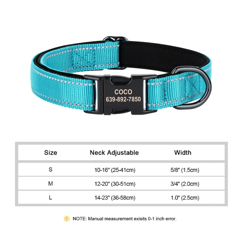 Reflective Personalized Dog Collar with Engraved ID – Soft Padded Nylon Adjustable Collar for All Dog Sizes Ditzy Petunia