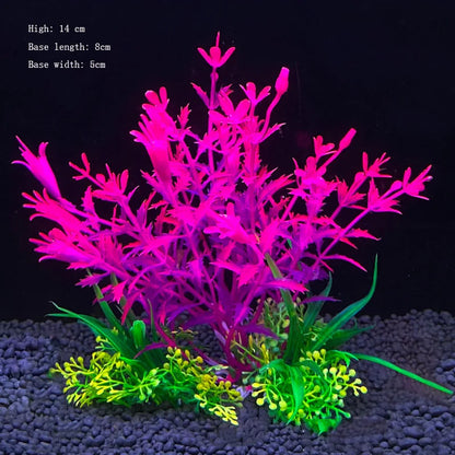 Artificial Aquarium Plant Decoration – Plastic Greenery with Resin Base