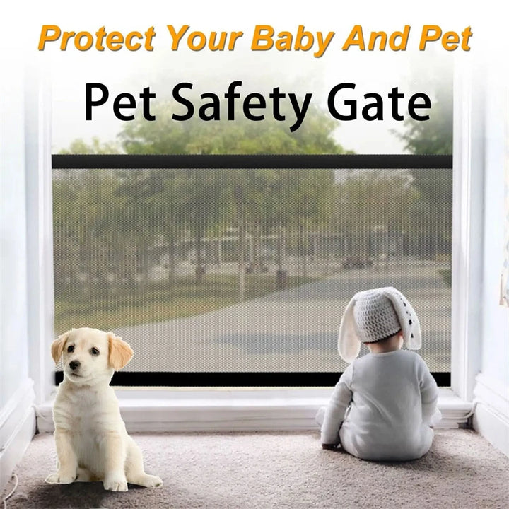 Pet Dog Safety Fence - Breathable Mesh Barrier for Stairs and Playpen - Ditzy Petunia