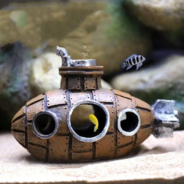 Resin Submarine Aquarium Ornament – Decorative Tank Decoration - Ditzy Petunia